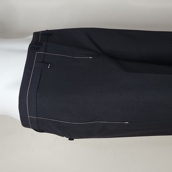 Helmut Lang Black Cropped Tailored Trousers with White Trim Size 6 - Picture 6 of 13